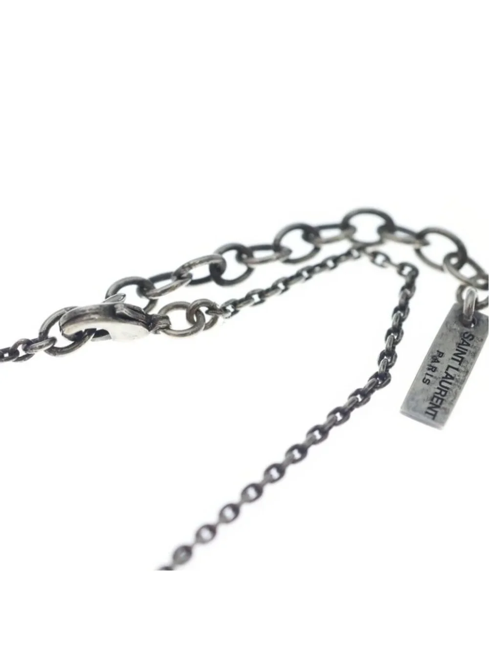 Saint Laurent Paris Chain Necklace Medal Pendant Silver - Picture 4 of 6